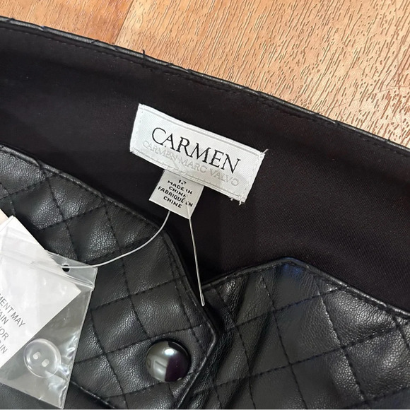CARMEN MARC VALVO Quilted Faux Leather Skirt NWT 12 - Picture 6 of 9